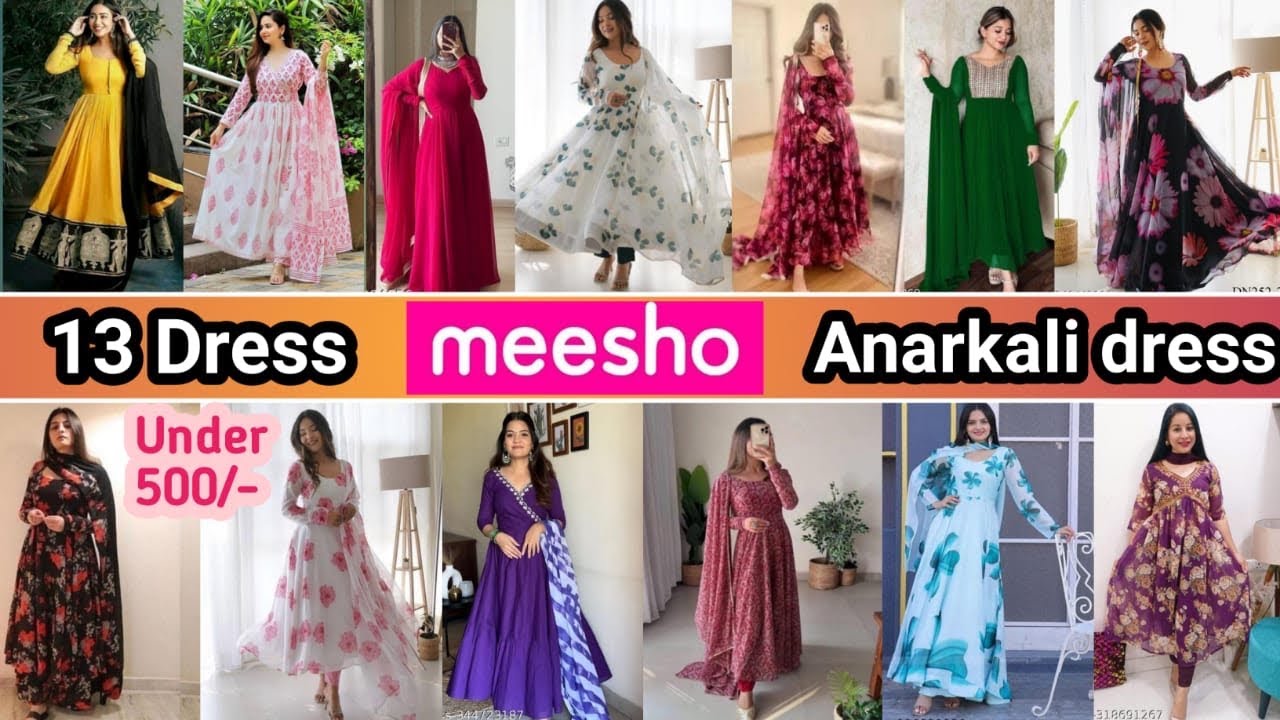 *Huge* Meesho party wear Anarkali dress haul under 500/- 💝| DIWALI ...